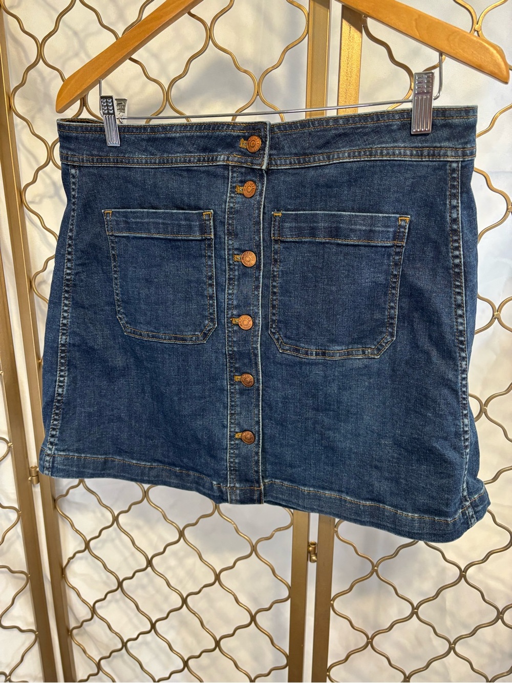Madewell Dark Blue Button-Front Denim Mini Skirt Like New size 10